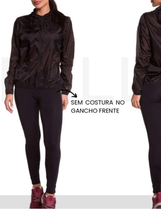 Calça Legging Preta- sem costura no gancho da frente 