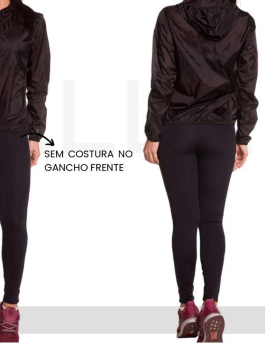 Calça Legging Preta- sem costura no gancho da frente 