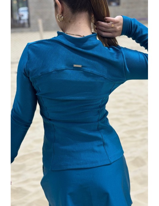 Casaco Textura Azul Pacífico