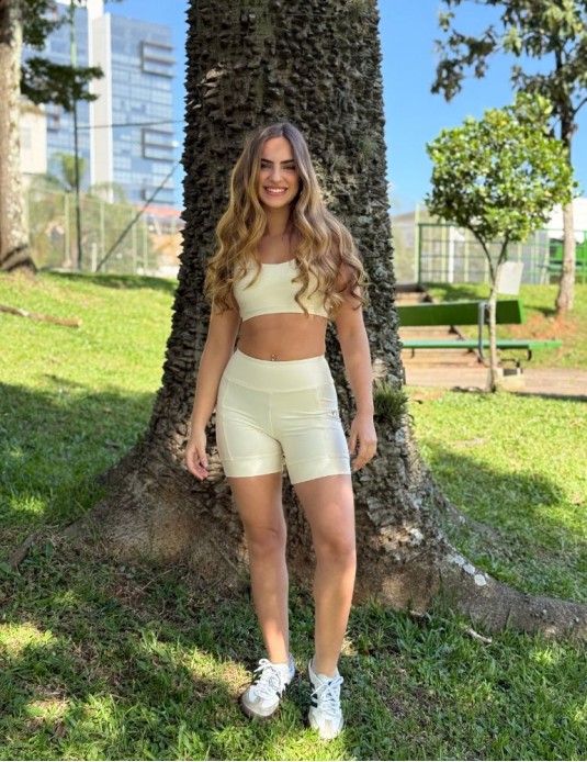 Short canelado off white