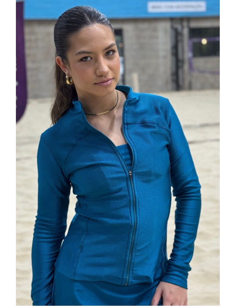 Casaco Textura Azul Pacífico